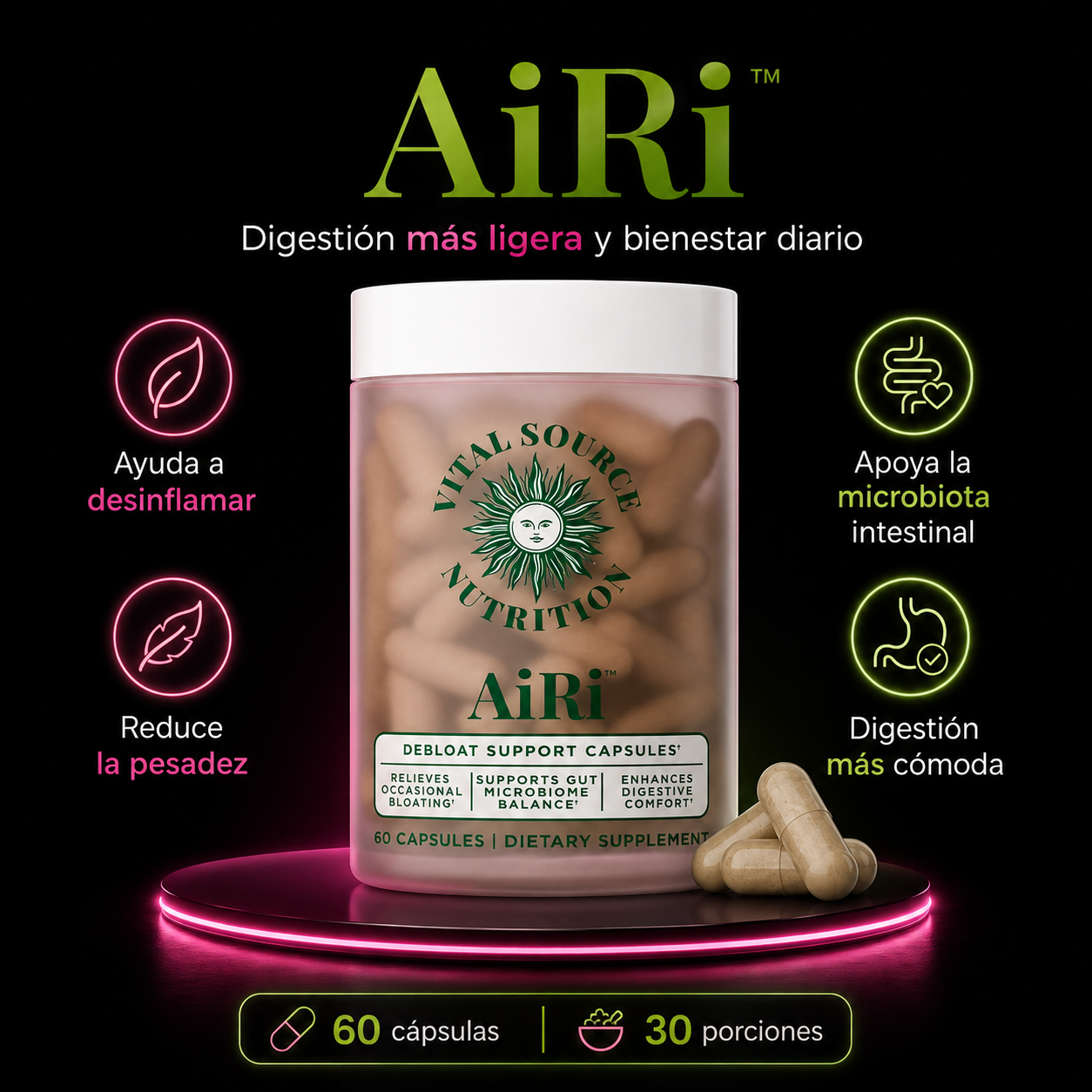 AiRi® Cápsulas Digestivas Naturales